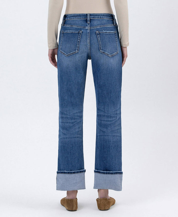 Veveret High Rise Cuffed Ankle Straight Denim