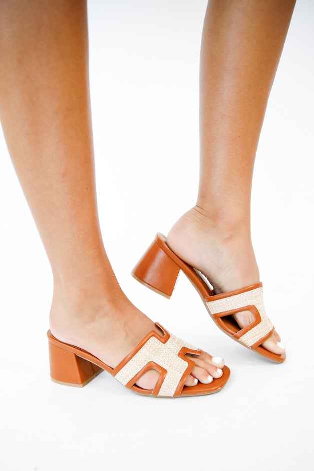 Raffia Luxe Mule Heels