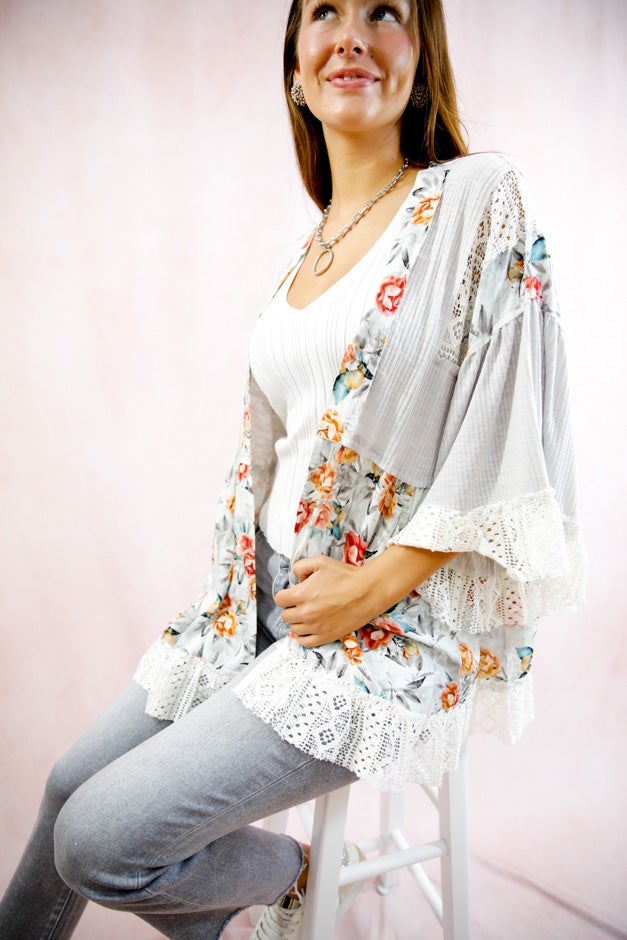 Boho  Floral Patchwork Cardigan