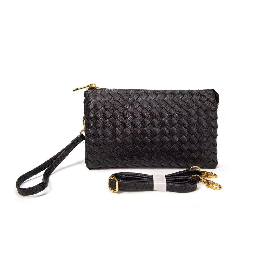 Kathy Woven Three Compartment Clutch/Crossbody Bag