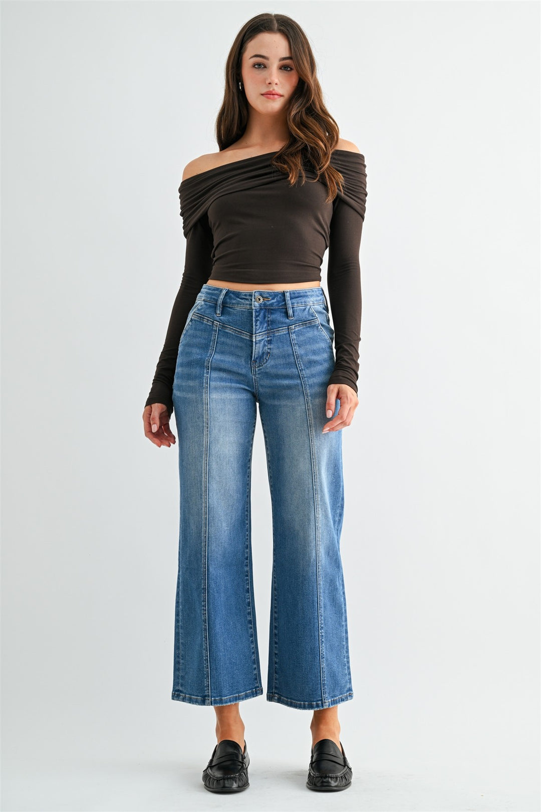 Mica Tummy Tuck Wide Crop Jeans