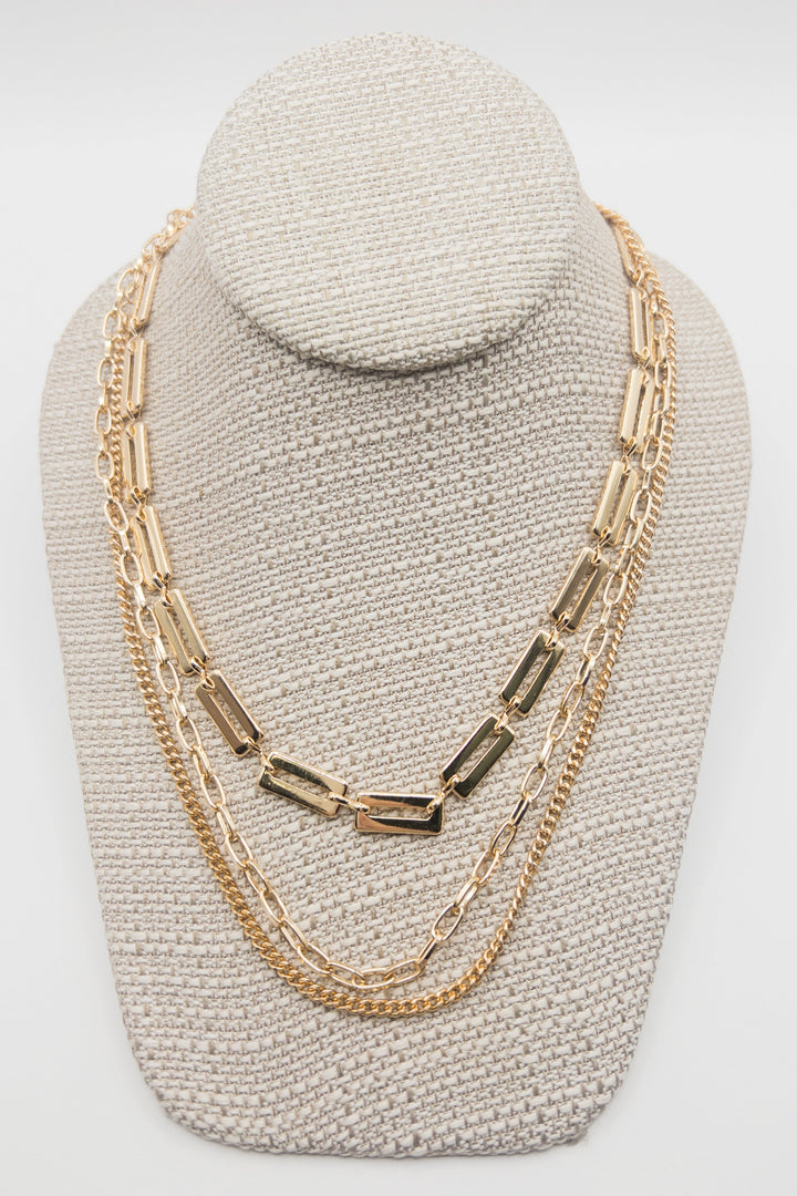 3 Layered Multi Chain Mix Necklace
