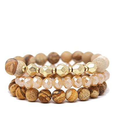 Golden Horizon Beaded Bracelet Stack