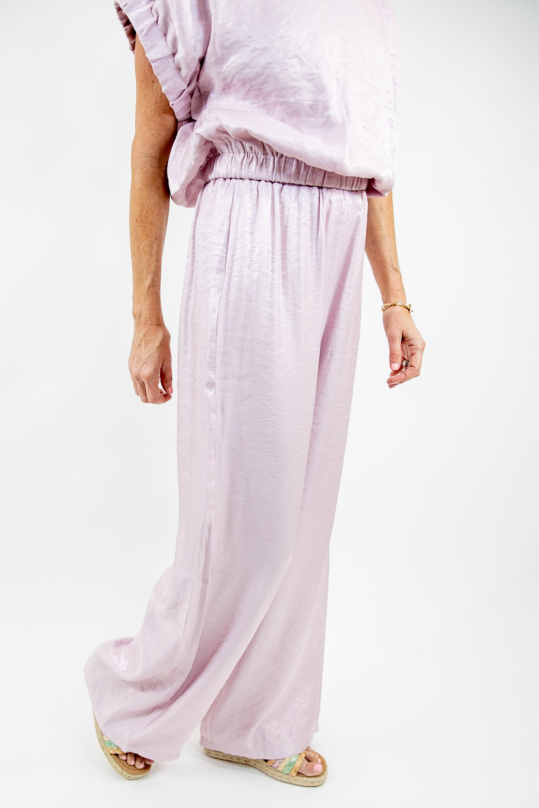 Pink High Rise Wide Leg Pants