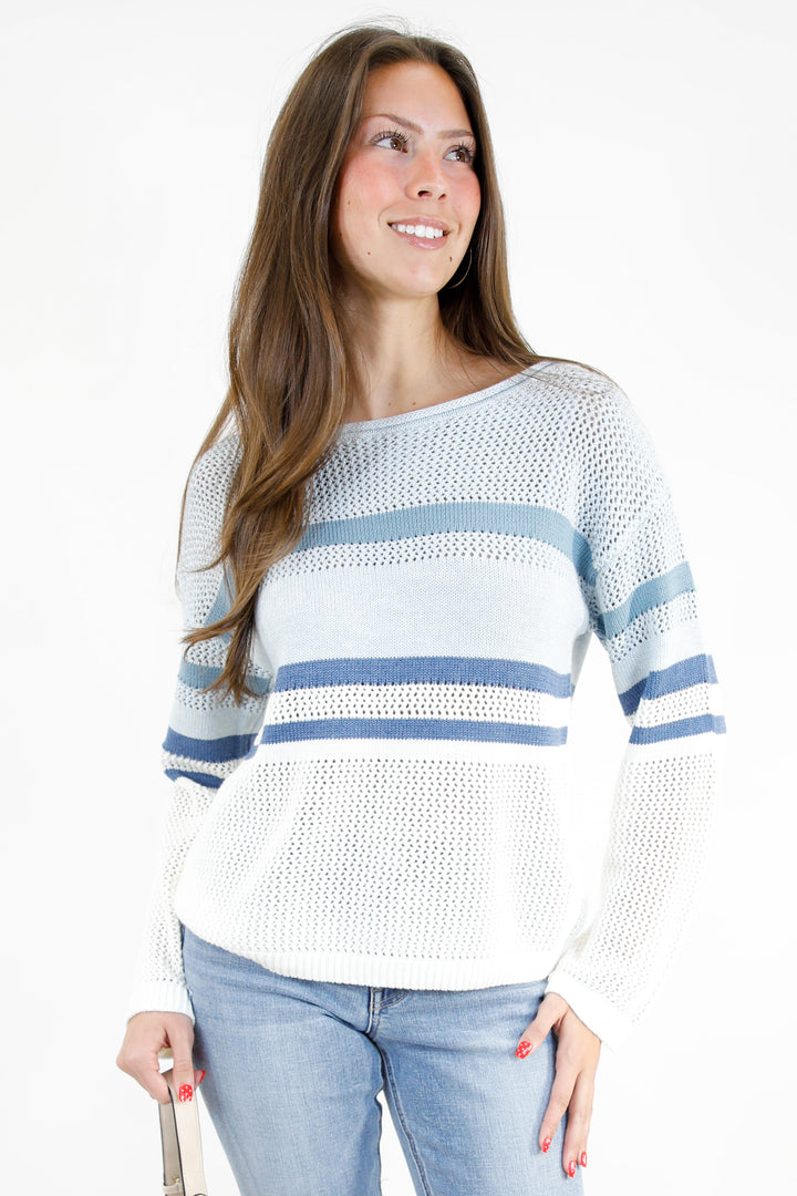 Boatneck Long Sleeve Stripe Sweater