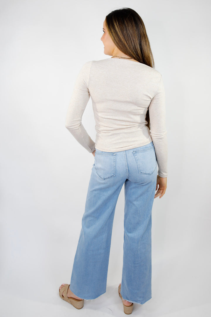 Vervet Skyline Raw Hem Wide Leg Jeans