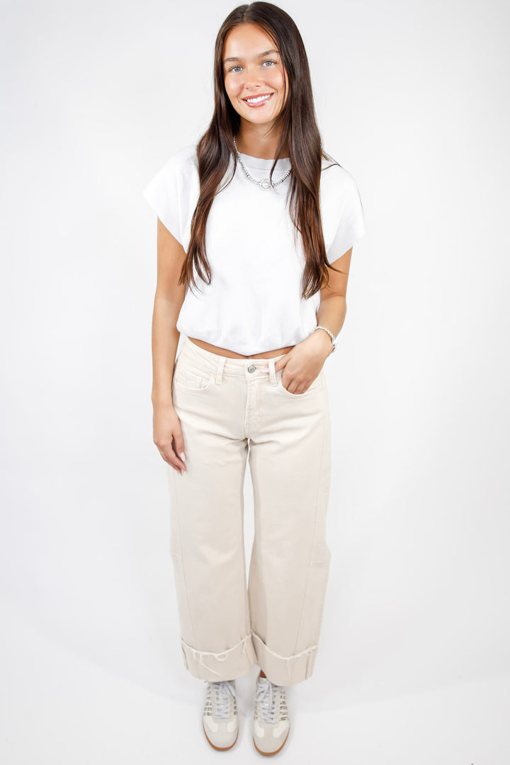 Flying Monkey Coastal Cream Barrel Jeans