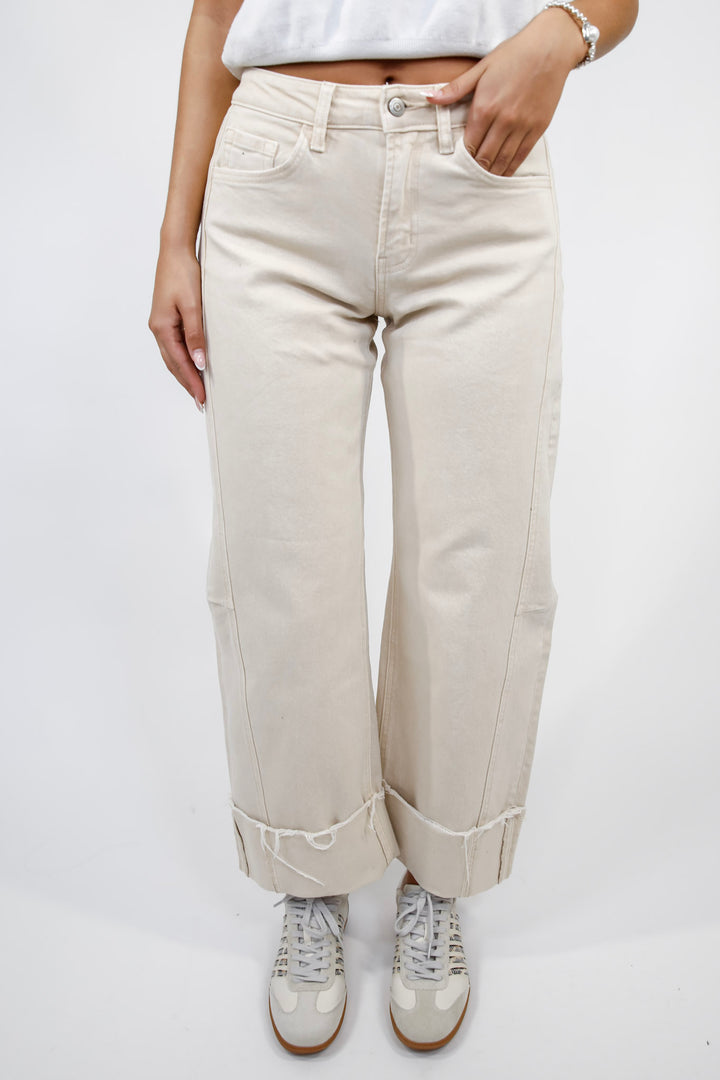 Flying Monkey Coastal Cream Barrel Jeans