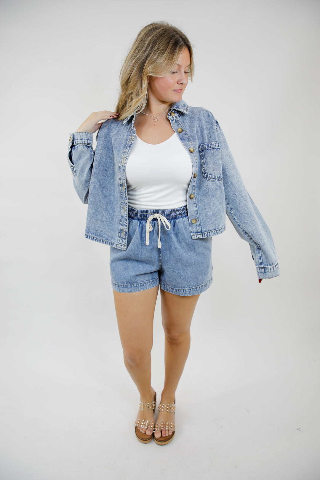 Acid Wash Boxy Denim Shirt
