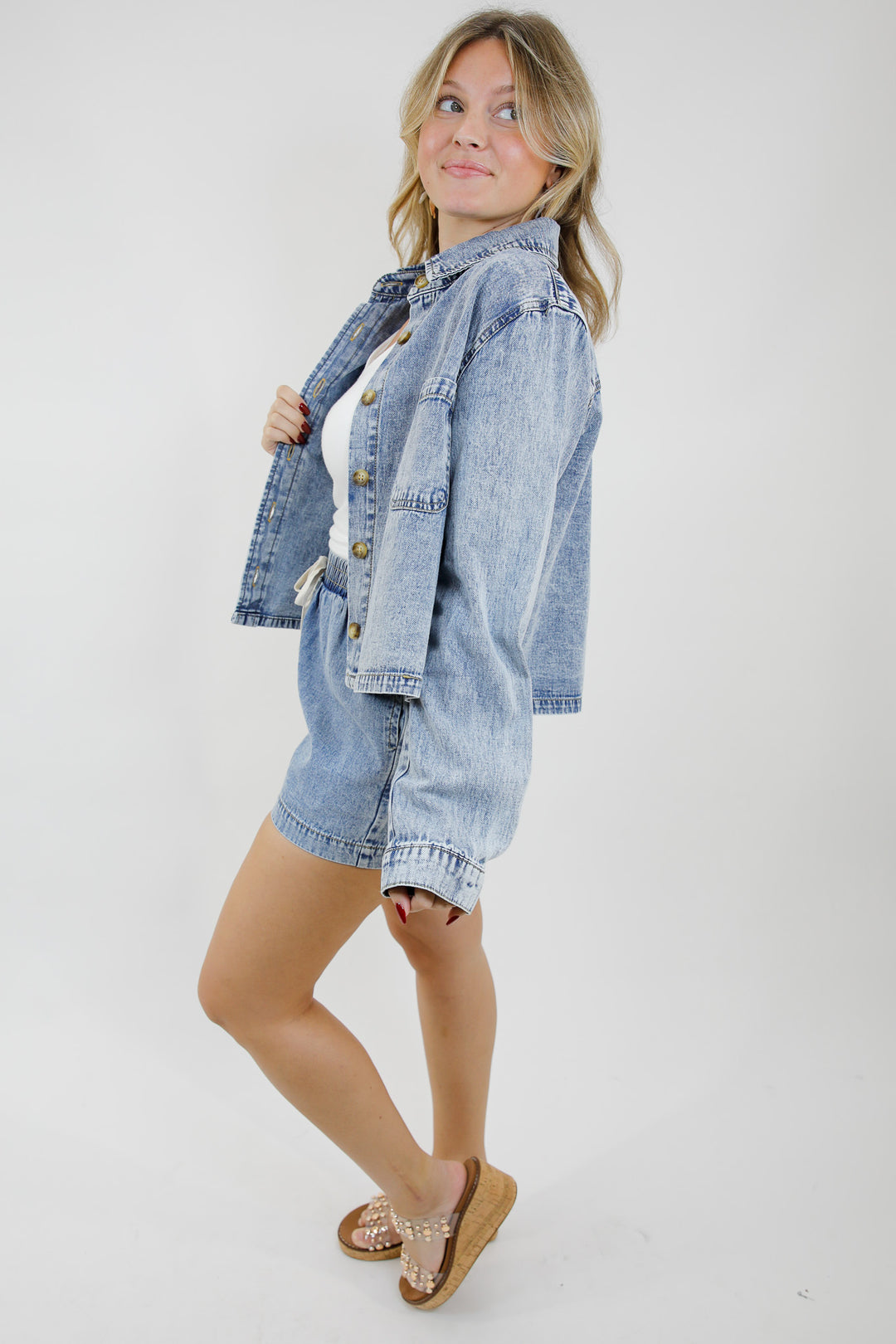 Acid Wash Boxy Denim Shirt