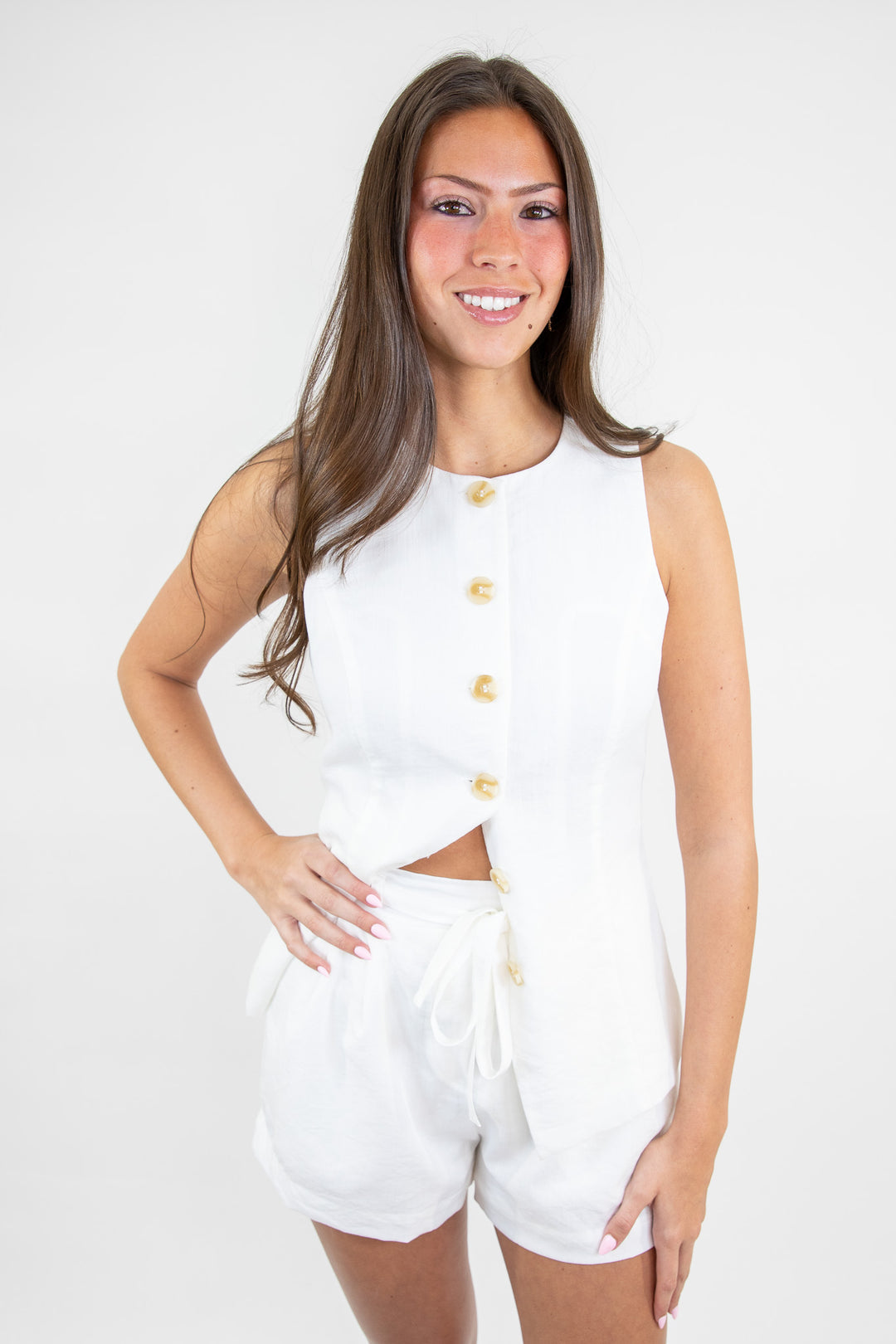 Seabrook Button Front Sleeveless Top