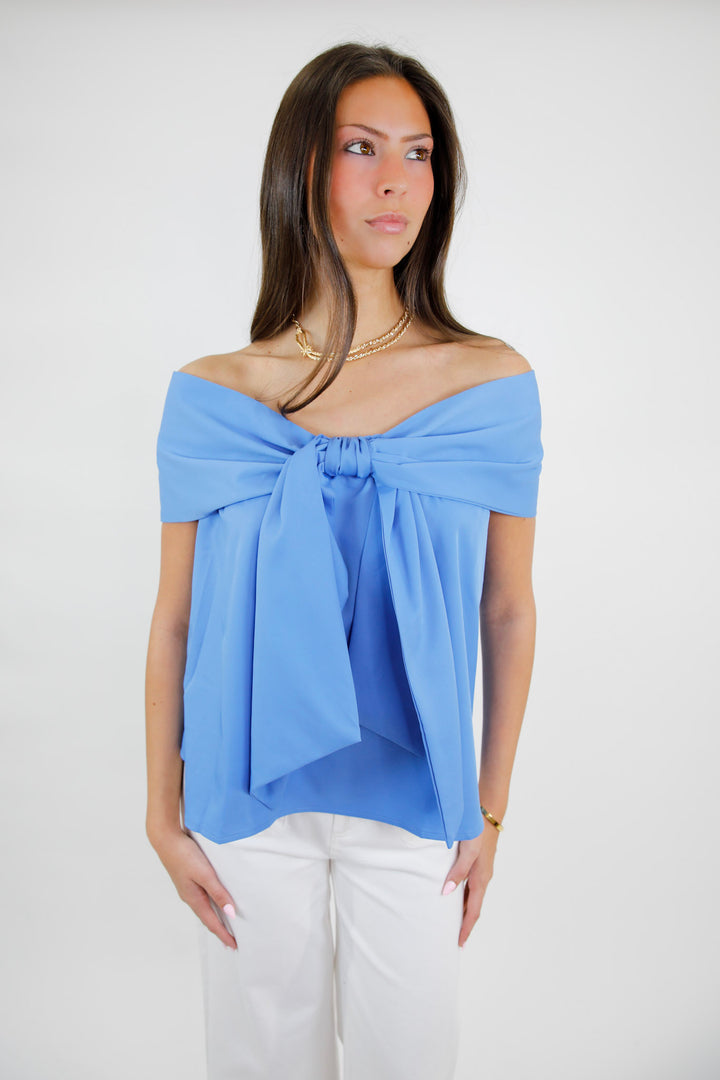 Graceful Bow Off the Shoulder Woven Top