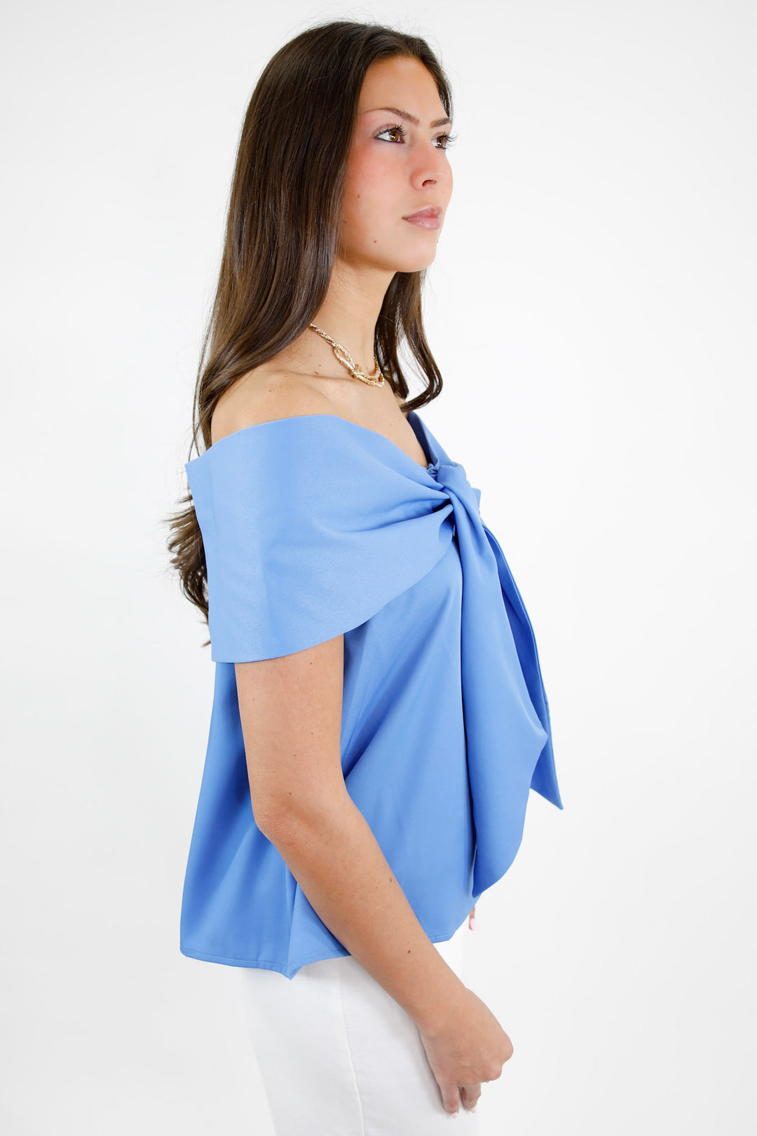 Graceful Bow Off the Shoulder Woven Top