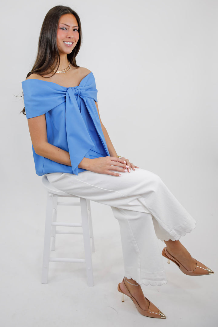 Graceful Bow Off the Shoulder Woven Top