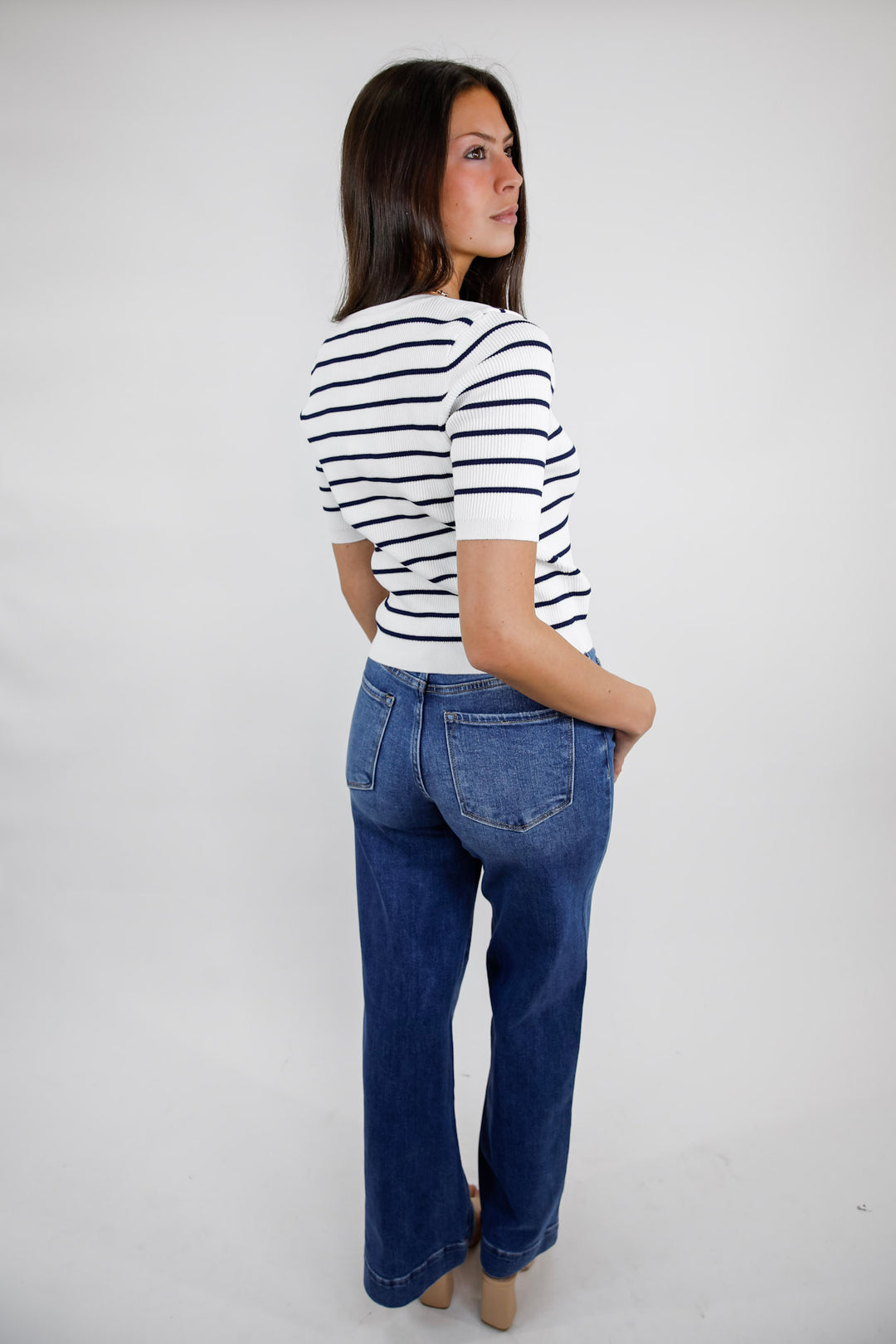 Polished Ease High Rise Wide Leg Trouser Jeans