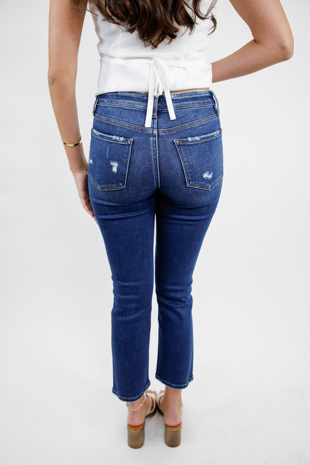 Mid Rise Ankle Slim Straight Jeans