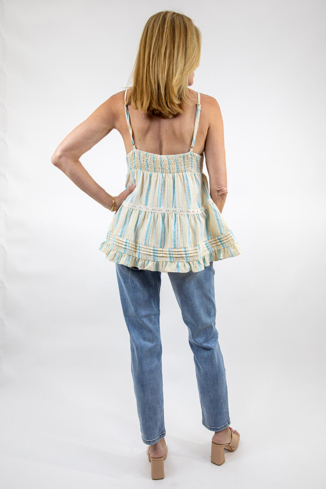 Lemon Aqua Textured Woven Blouse