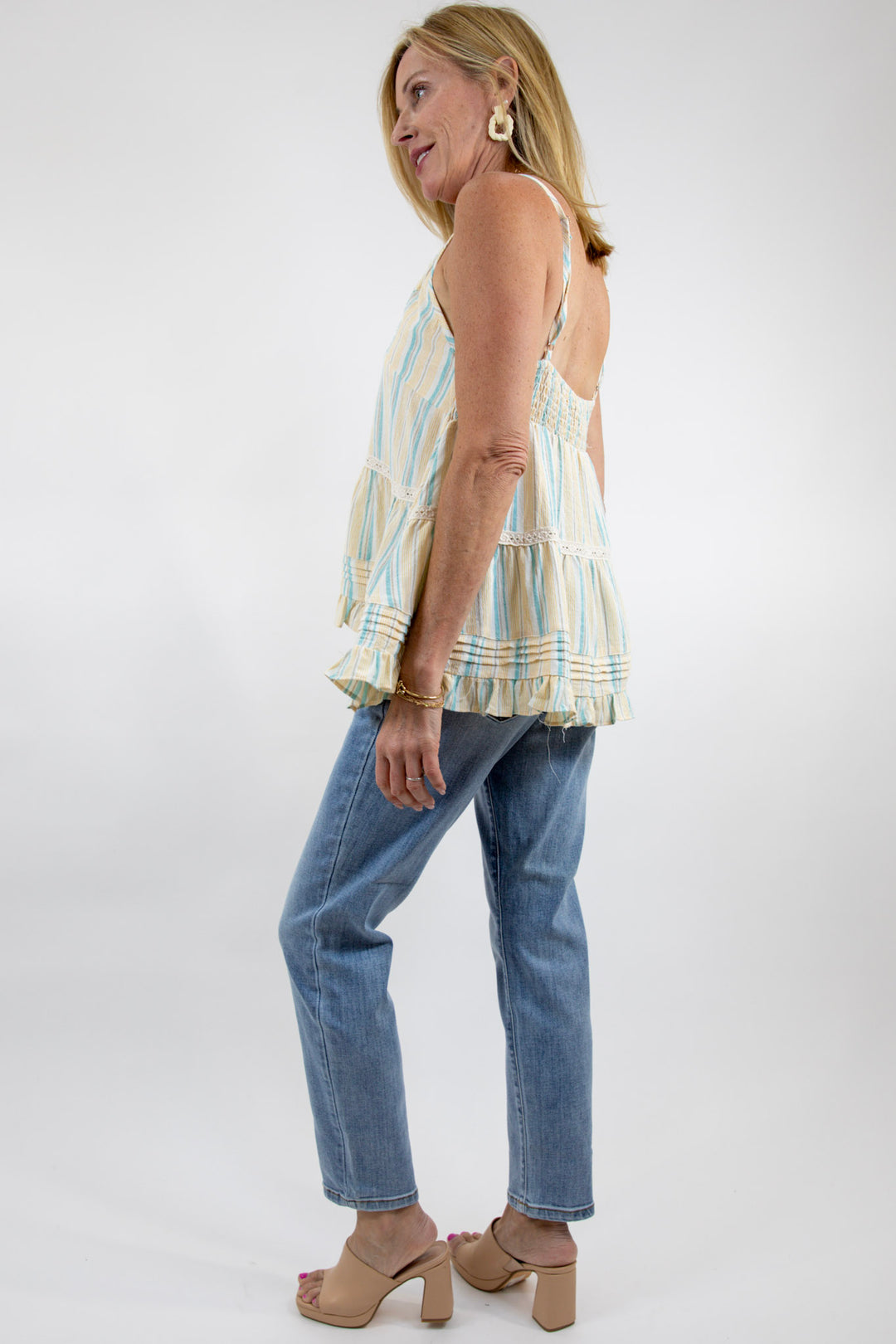 Lemon Aqua Textured Woven Blouse