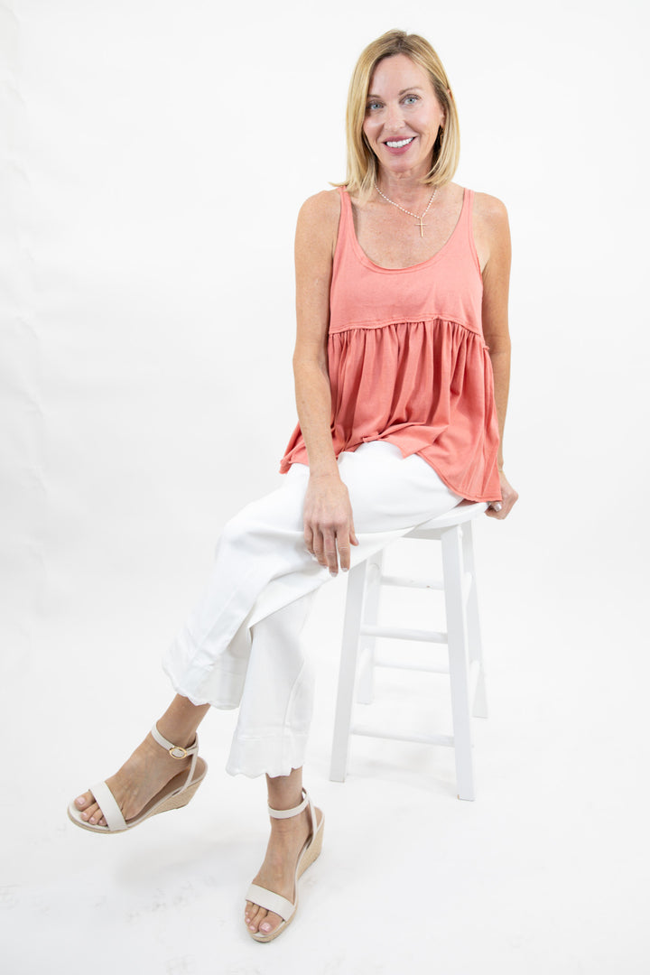 Scalloped Hem Wide Leg Pants
