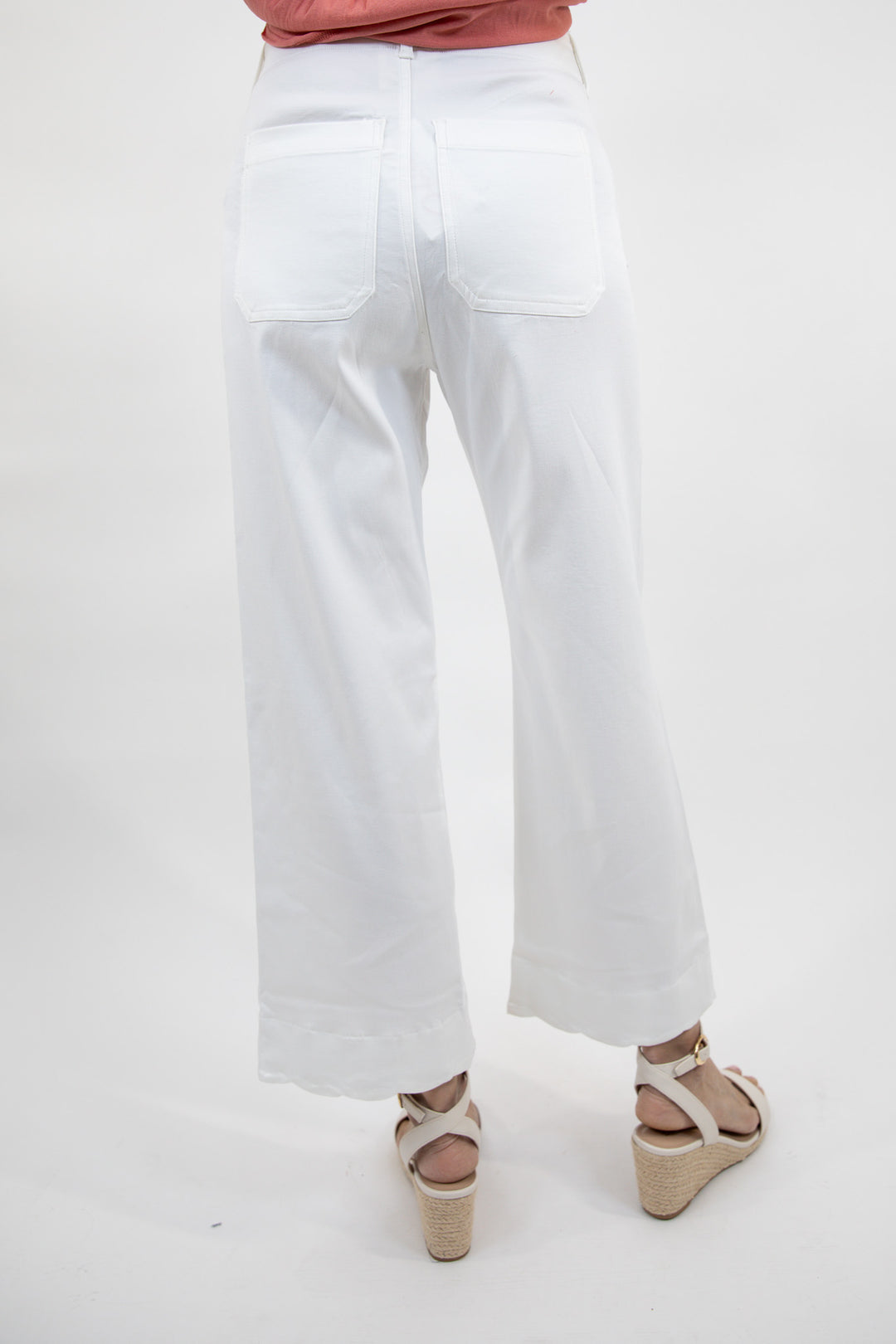Scalloped Hem Wide Leg Pants