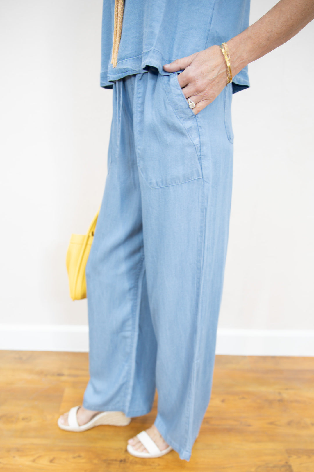 Chambray Wide Leg Pants