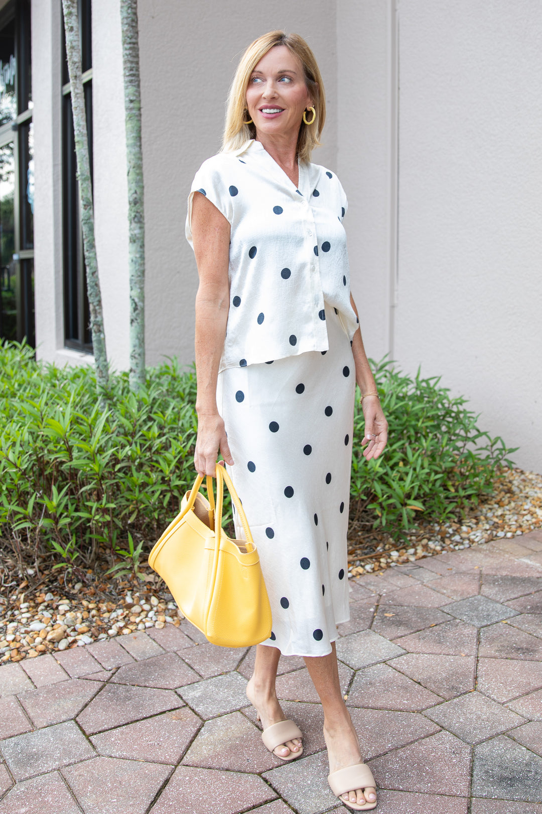 Dot Darling Bias Midi Skirt