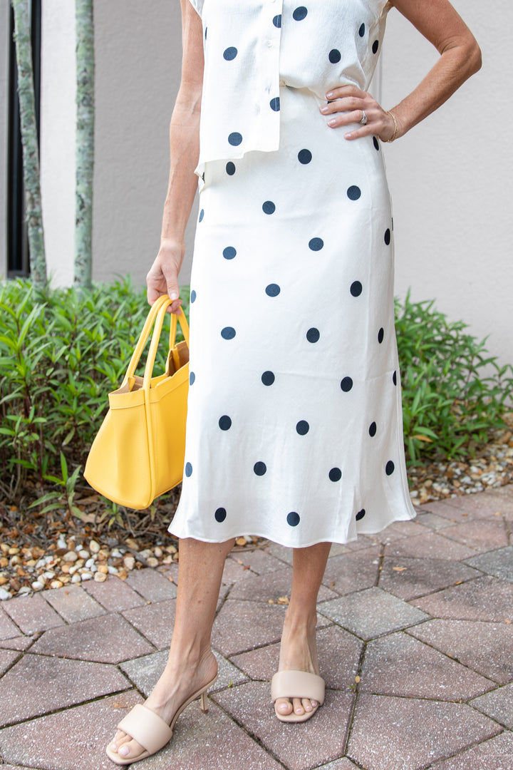Dot Darling Bias Midi Skirt