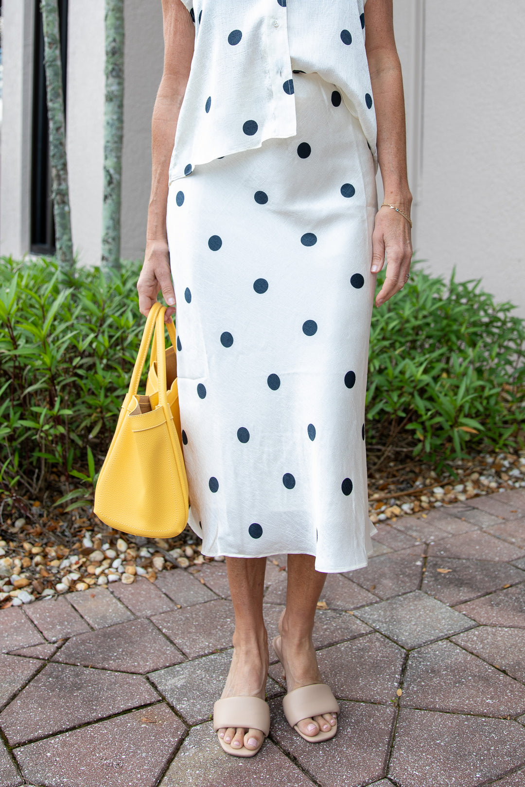 Dot Darling Bias Midi Skirt