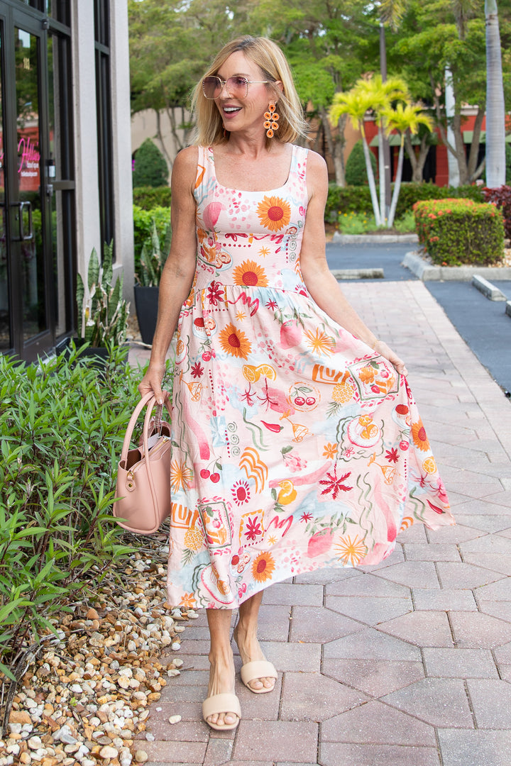 Blush Mosaic Midi Dress