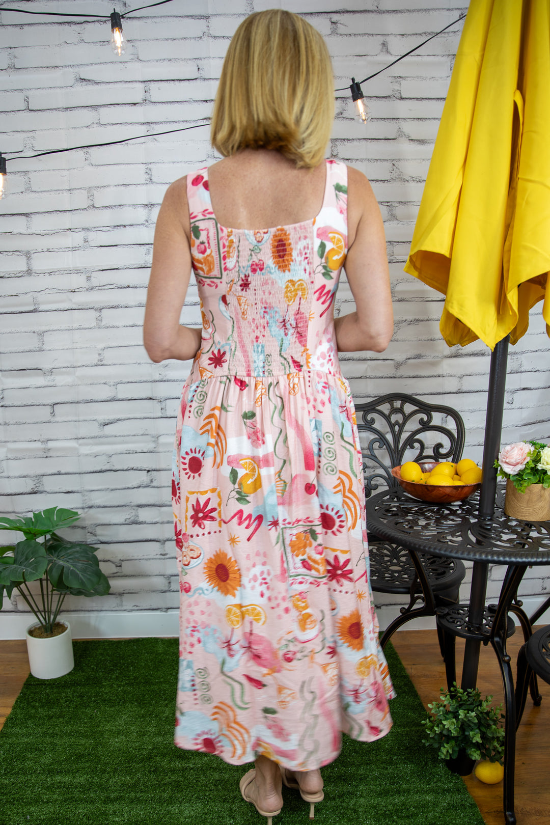 Blush Mosaic Midi Dress