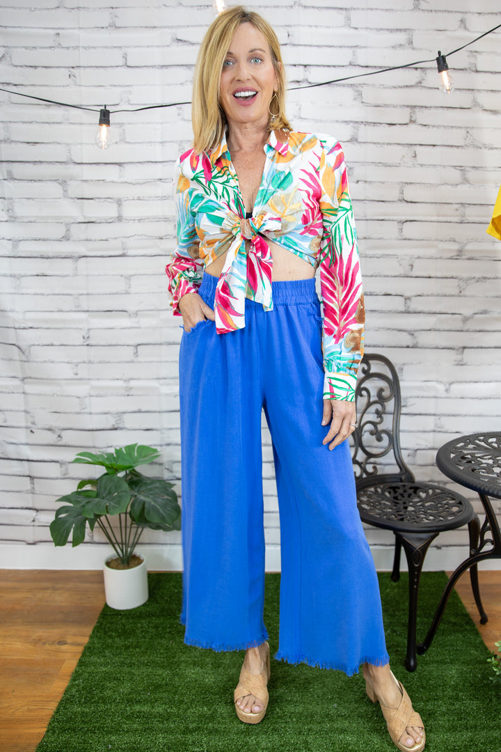 Painterly Tie Front Crop Top