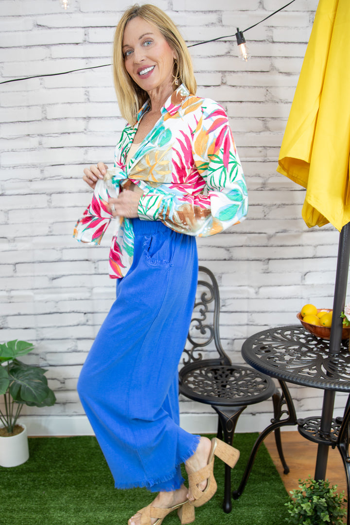 Painterly Tie Front Crop Top