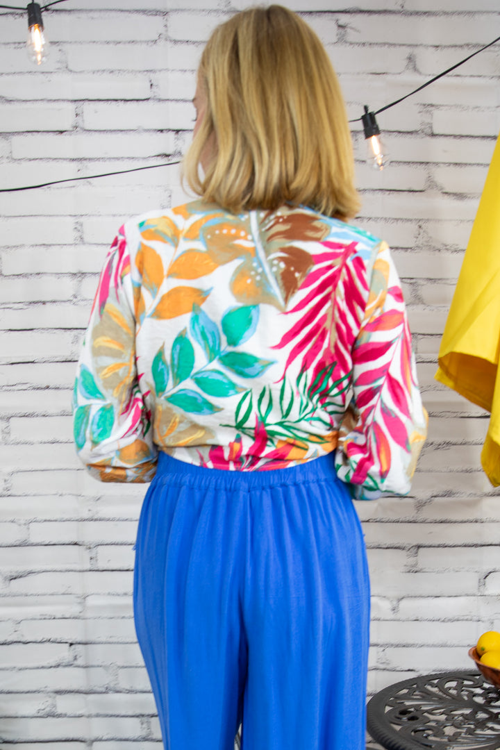 Painterly Tie Front Crop Top