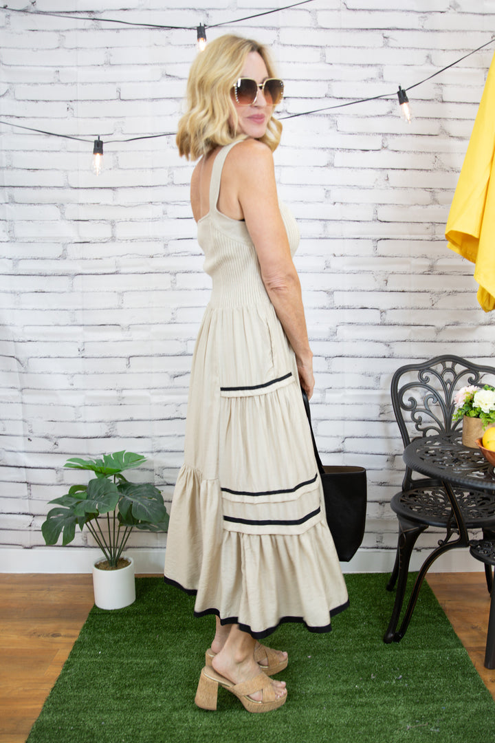 Soft Glow Tiered Midi Dress
