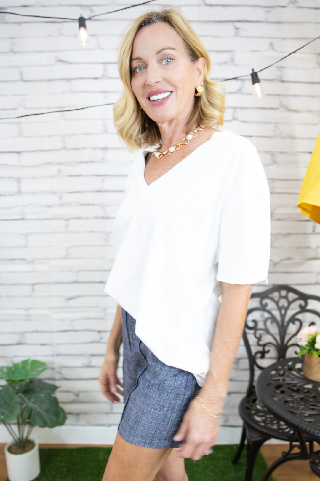 Washed Cotton Distressed Knit Top