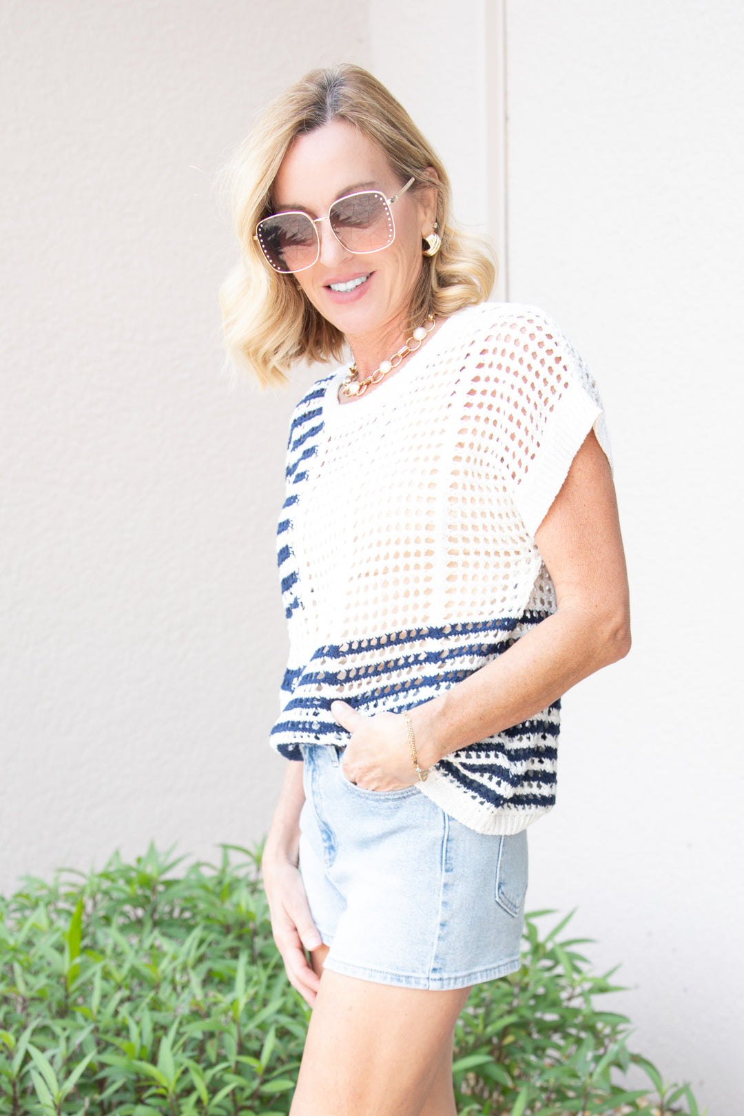 Seaside Stripe Crochet Top