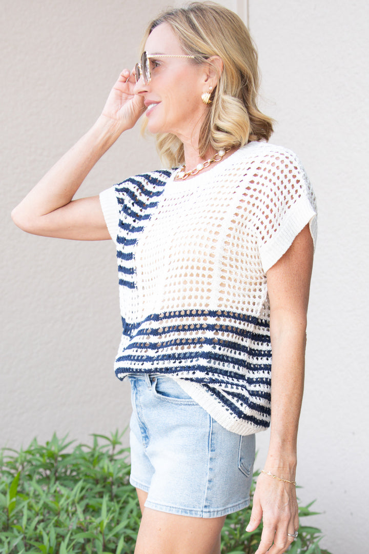 Seaside Stripe Crochet Top