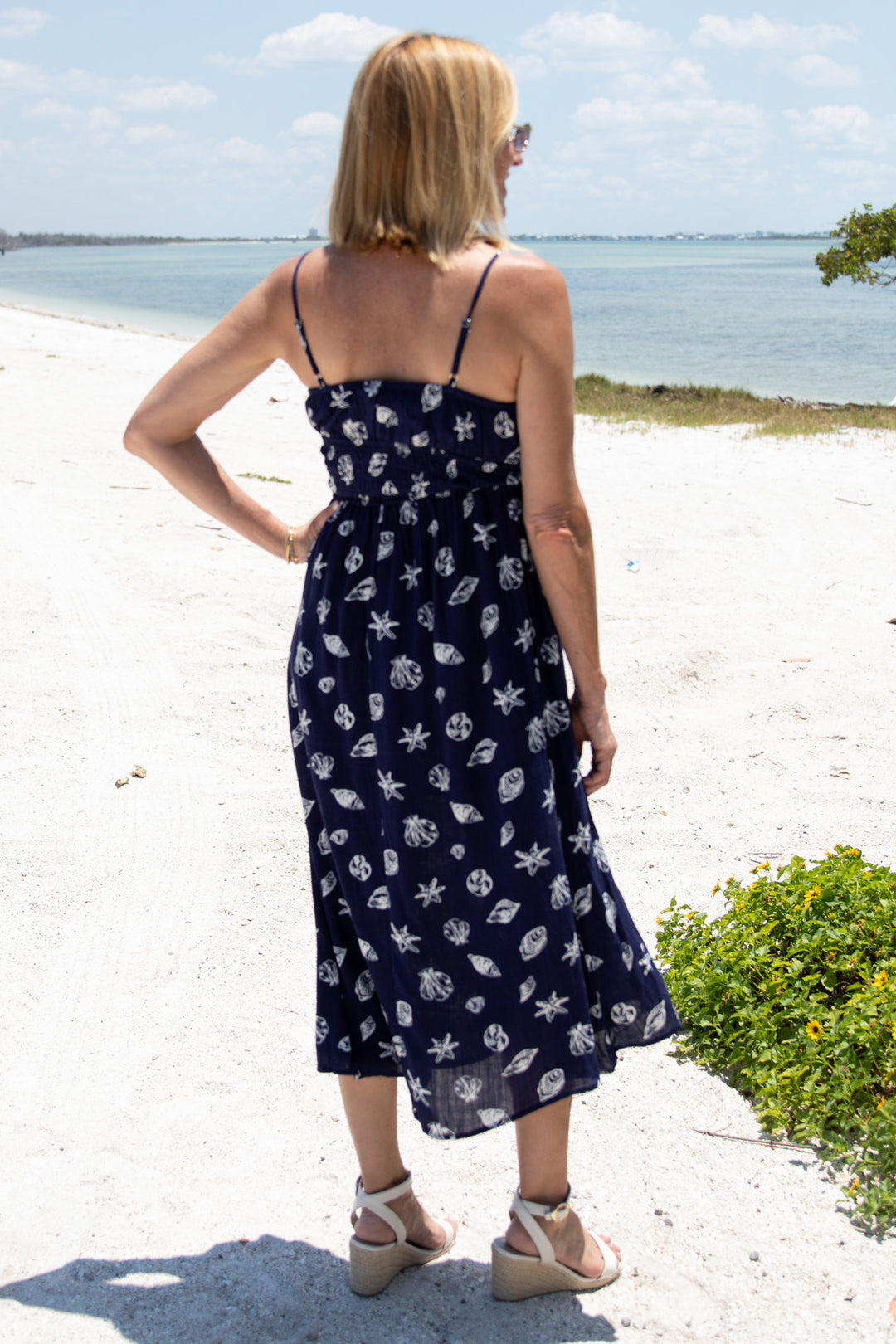 Nautical Motif Midi Dress