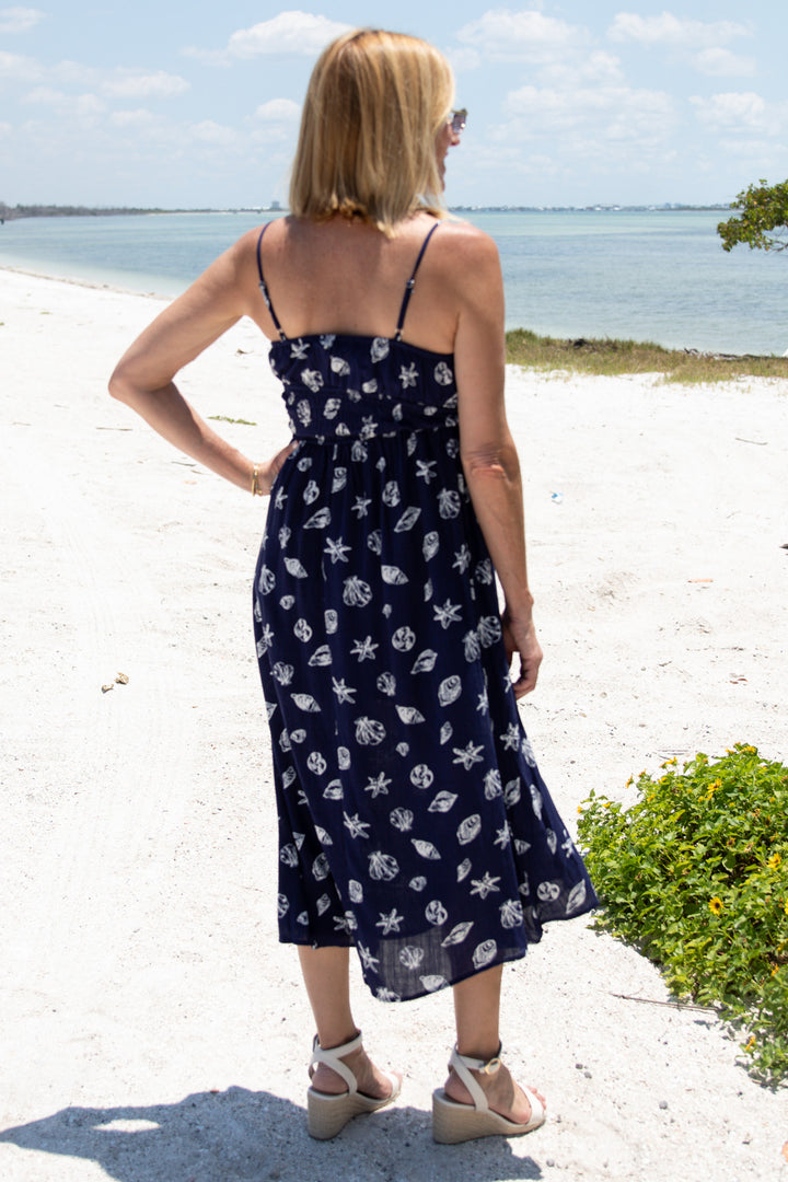 Nautical Motif Midi Dress