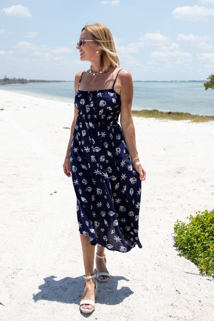 Nautical Motif Midi Dress