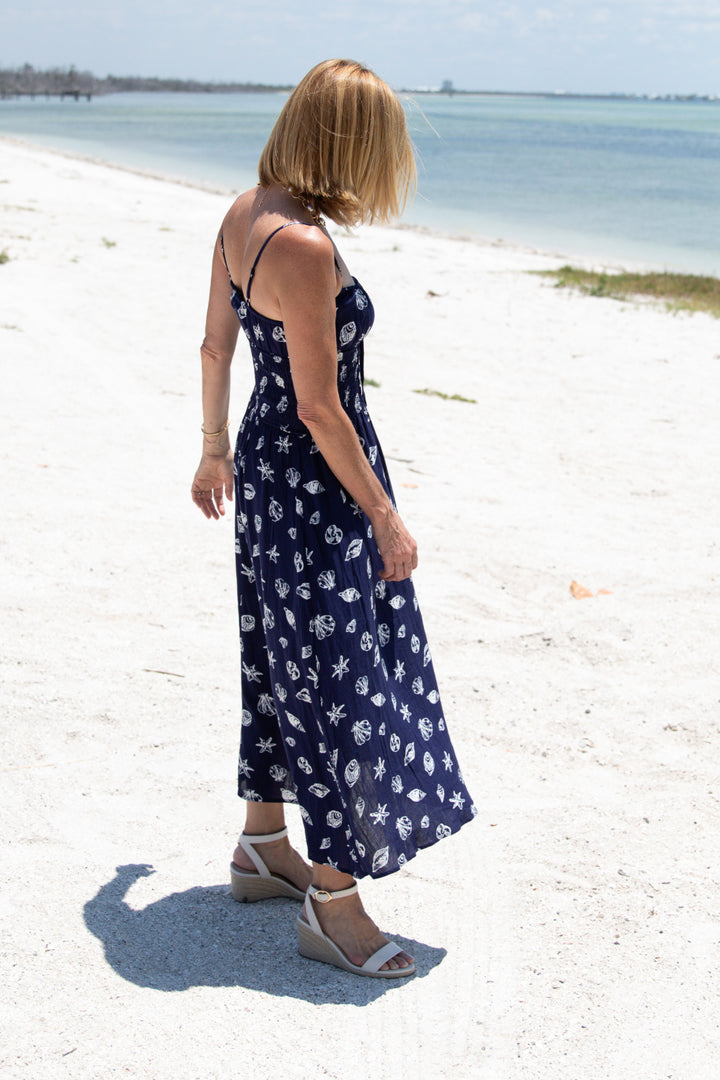 Nautical Motif Midi Dress