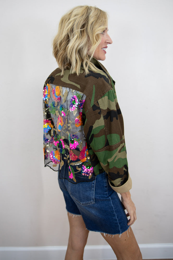 Camo Luxe Sequin Utility Jacket