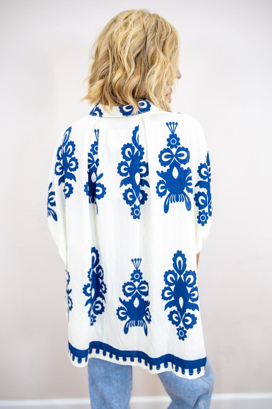 Let's Go Places Abstract Print Top