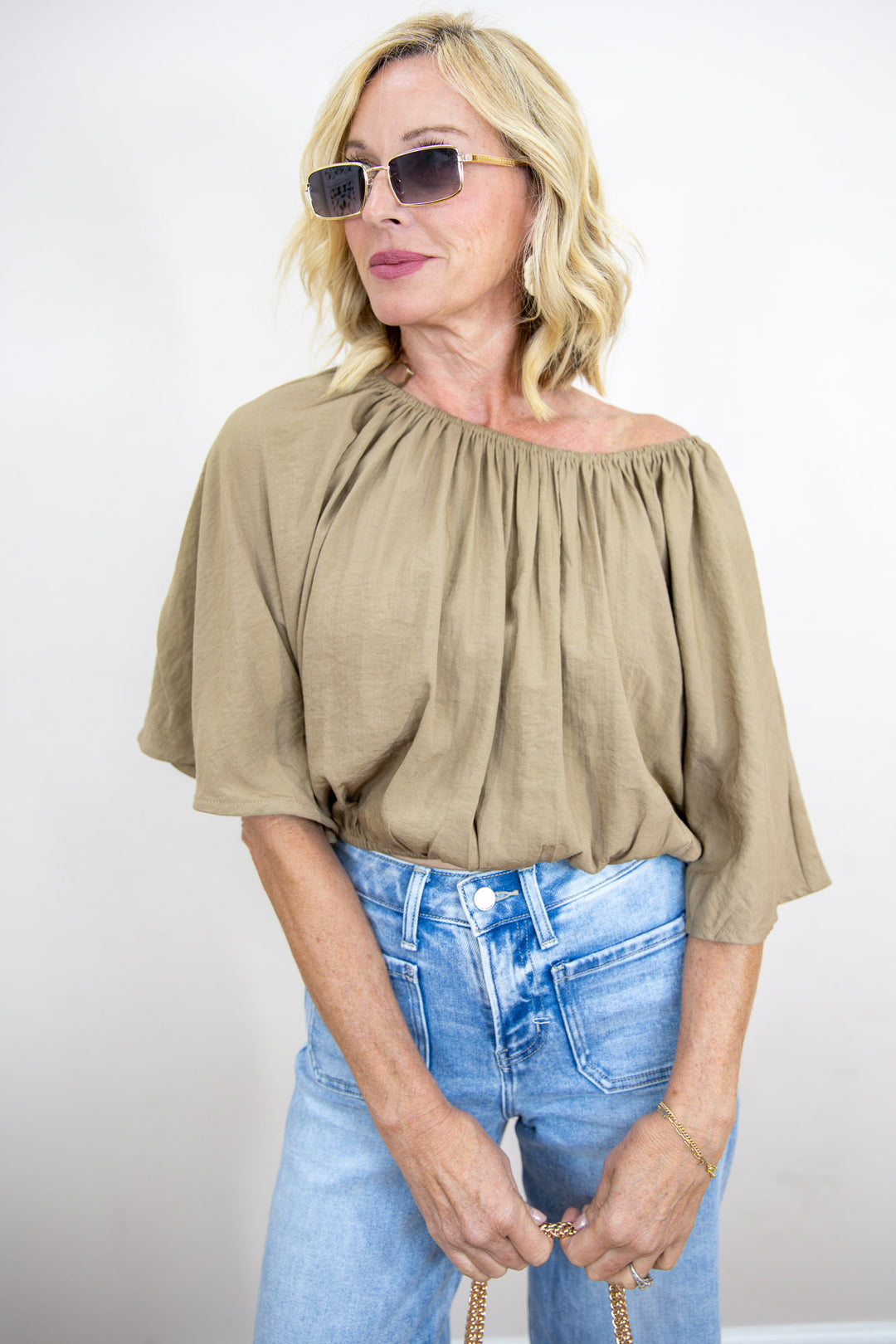 Let's Have A Latte Cape Sleeve Top