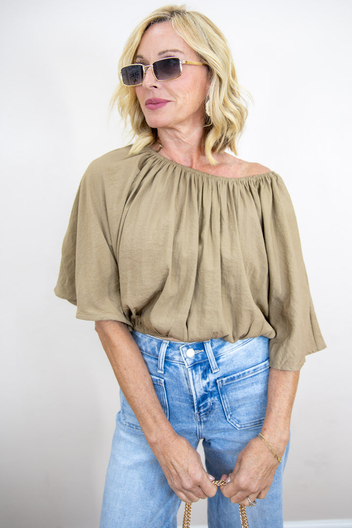 Let's Have A Latte Cape Sleeve Top