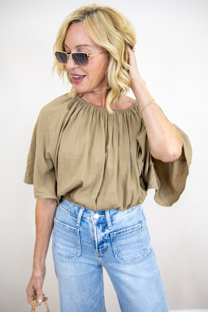 Let's Have A Latte Cape Sleeve Top