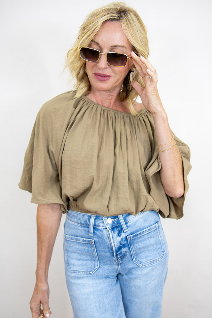 Let's Have A Latte Cape Sleeve Top