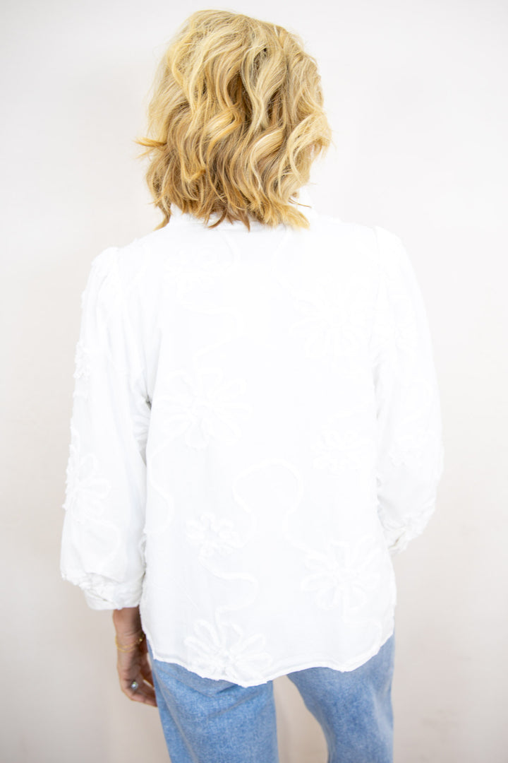 Royal Garden 3D Floral Button Down Top