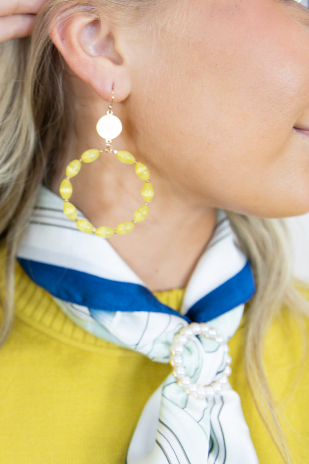 Beaded Bloom Hoop Earrings