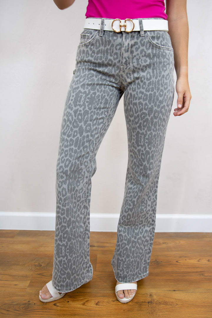 Leopard Flare Jeans